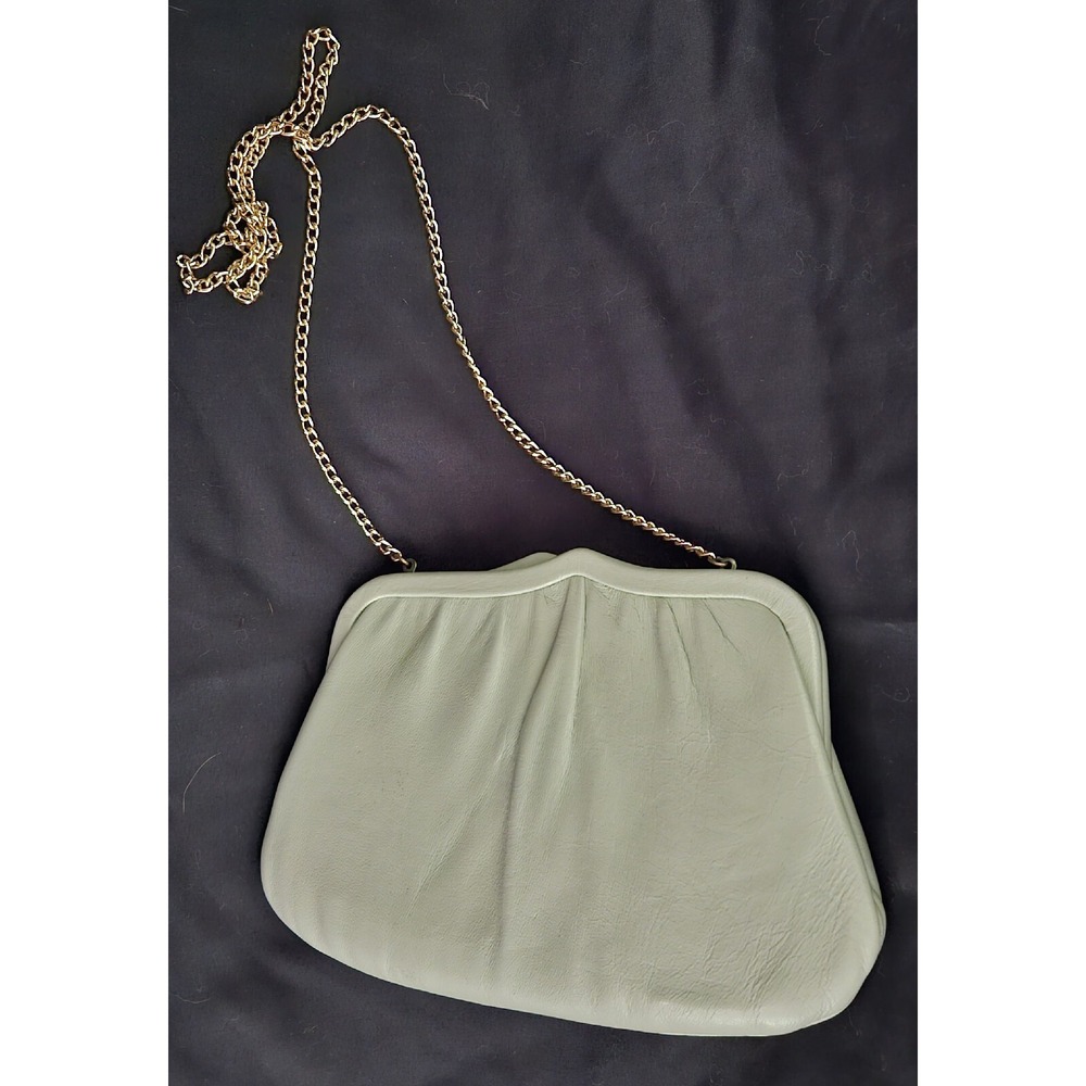 Vintage 1950s dove Gray ANDE Clutch Handbag With Gold Convertible Gold Chain - Picture 4 of 4